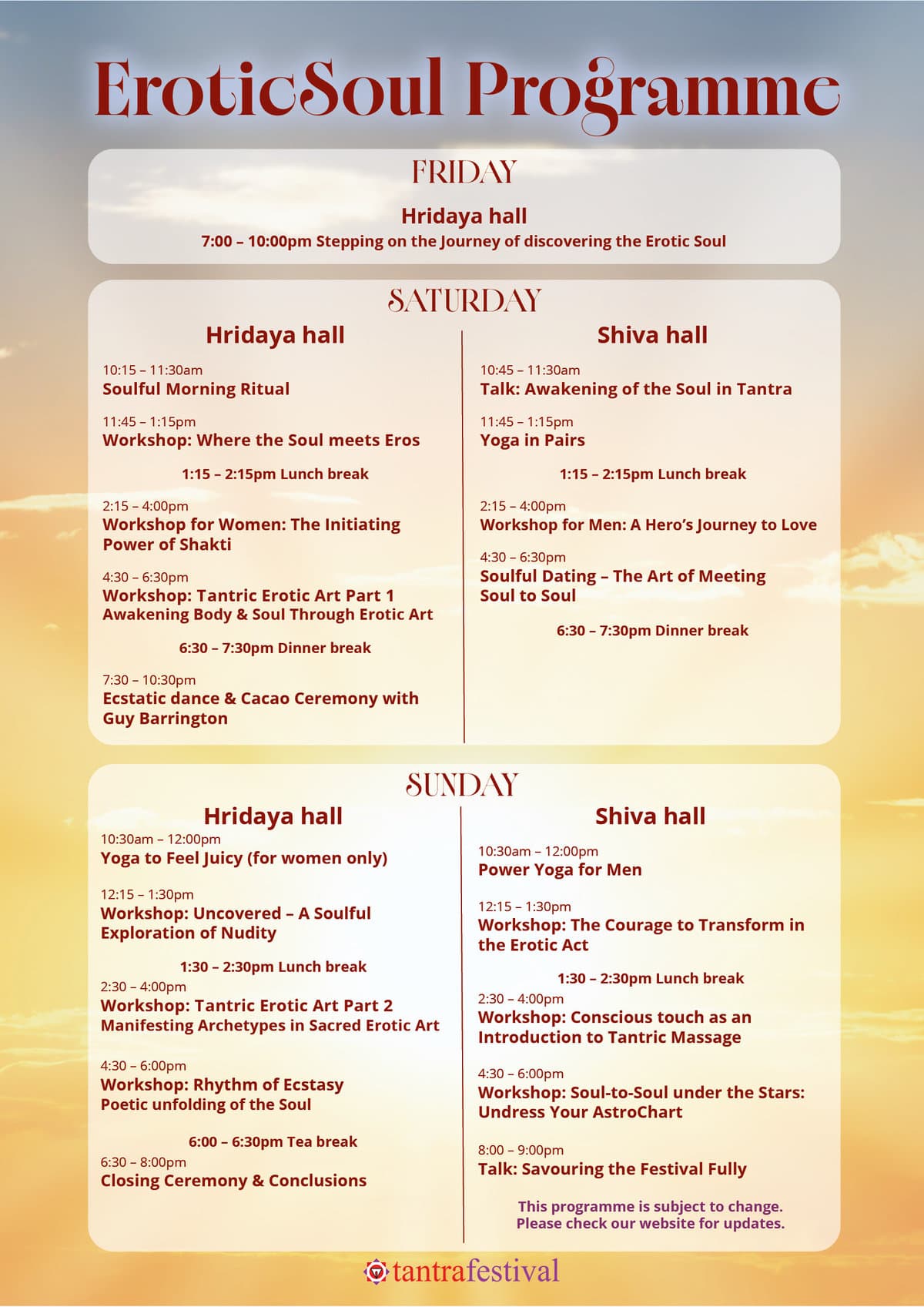 Tantra Festival programme from a previous edition